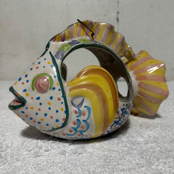 RARE VTG MACKENZIE CHILDS FISH PLANTER/CENTERPIECE BOWL~12" LONG~ AURORA NY~GCON - Picture 2 of 10